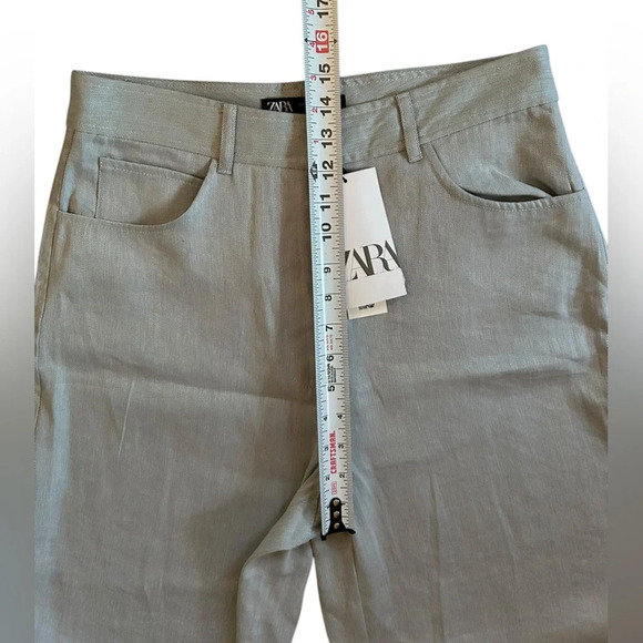 NWT Zara High waisted pants with‎ five pockets. Wide leg. Front zip, metal hook - Picture 8 of 8